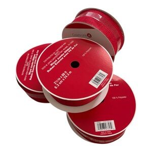 Celebrate It Ribbon Lot of 4 Red Wired Jumbo 2.5” x 80 ft Christmas Noel